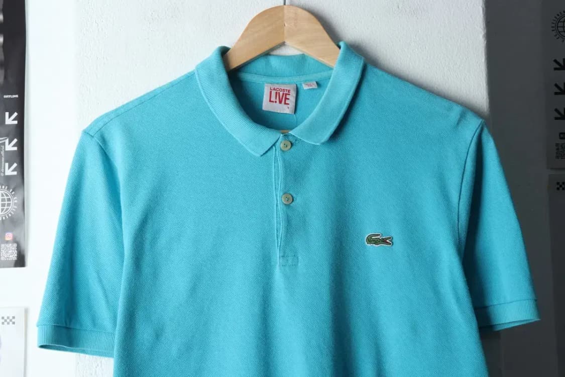 W(L-XL) 라코스테 반팔 카라 티셔츠 연블루 올드스쿨-1459F 상품이미지3