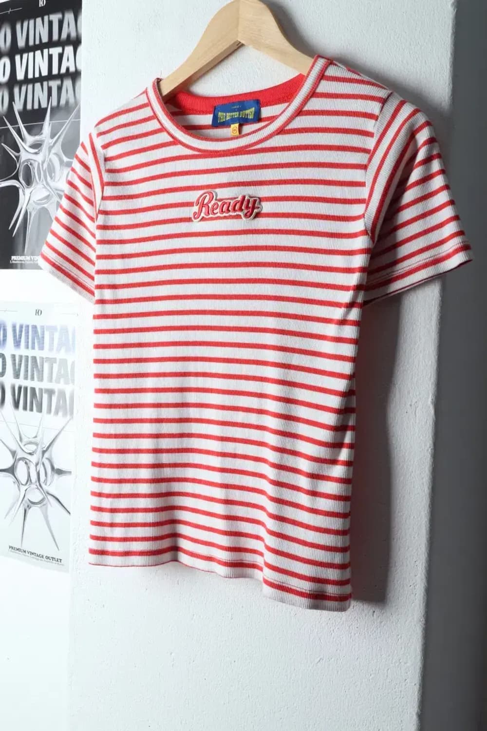 W(4XL) 브랜드빈티지 반팔 티셔츠 스트라이프 니트 키치-145BE 상품이미지1