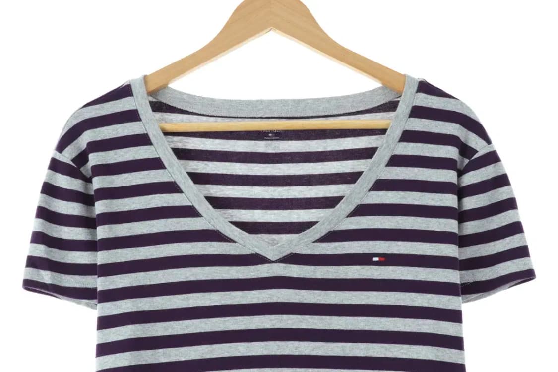 W(2XL) 타미힐피거 반팔 티셔츠 브이넥 스트라이프 그레이-14816 상품이미지2