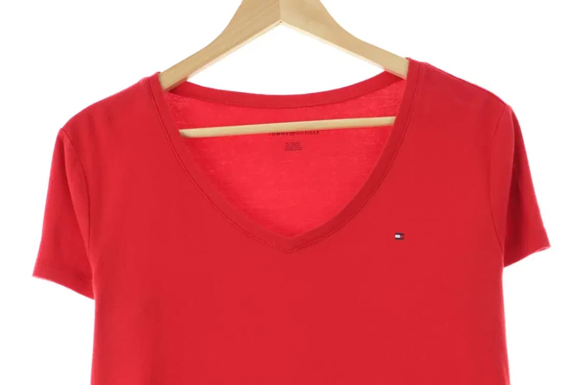 W(XL-2XL) 타미힐피거 반팔 티셔츠 빅사이즈 브이넥 레드-14821 상품이미지2