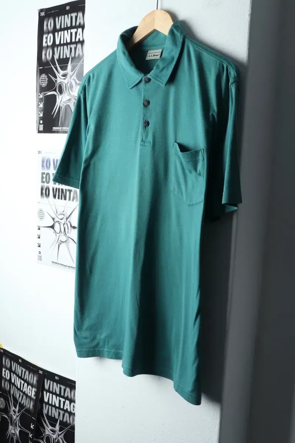 (L-XL) 브랜드빈티지 반팔 카라 티셔츠 엘엘빈 그린-14A1A 상품이미지1