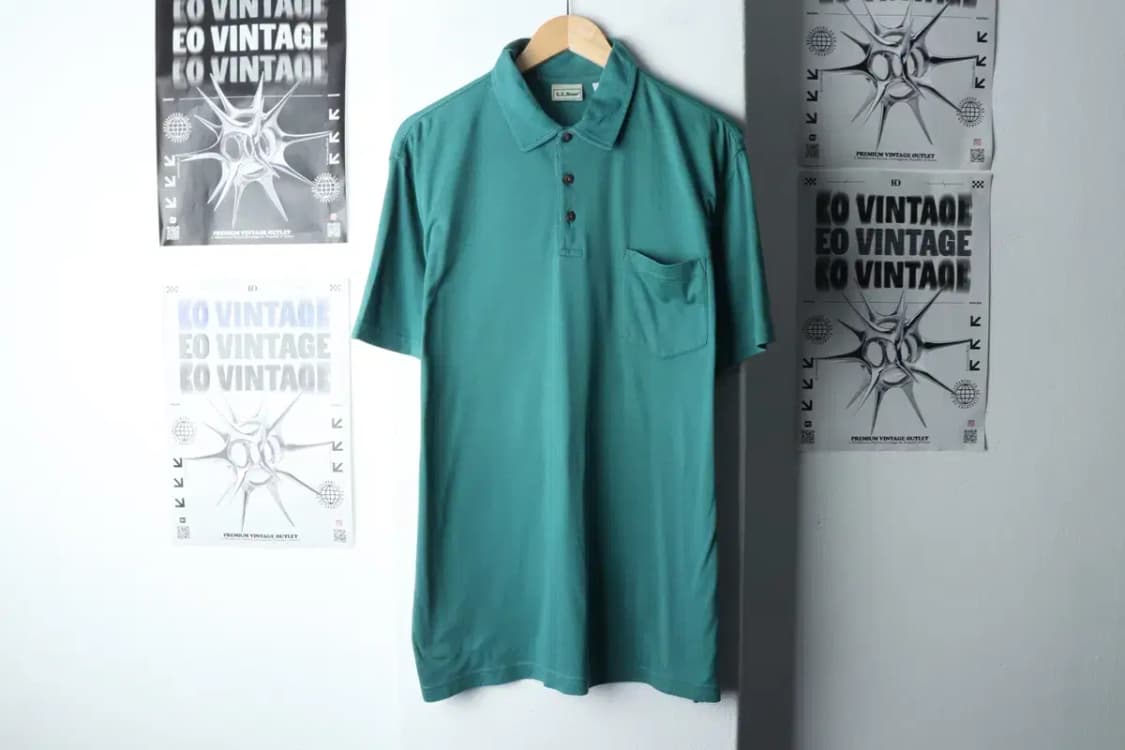 (L-XL) 브랜드빈티지 반팔 카라 티셔츠 엘엘빈 그린-14A1A 상품이미지2