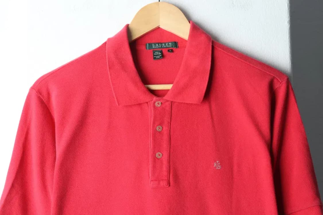 W(L-XL) 폴로 랄프로렌 반팔 카라 티셔츠 핑크 올드스쿨-14A20 상품이미지3