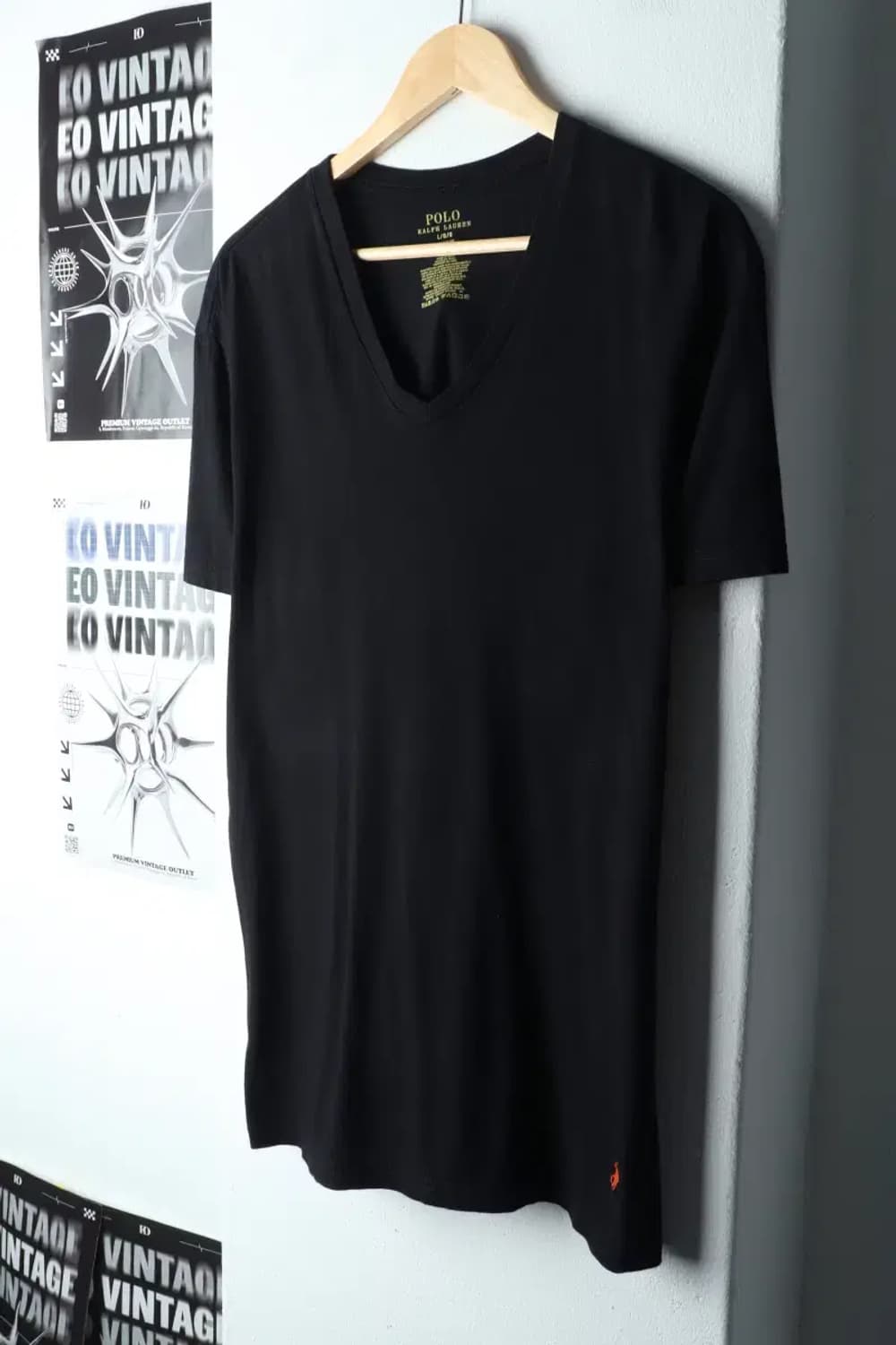 (L-XL) 폴로 랄프로렌 반팔 티셔츠 브이넥 블랙 포니-14A76 상품이미지1