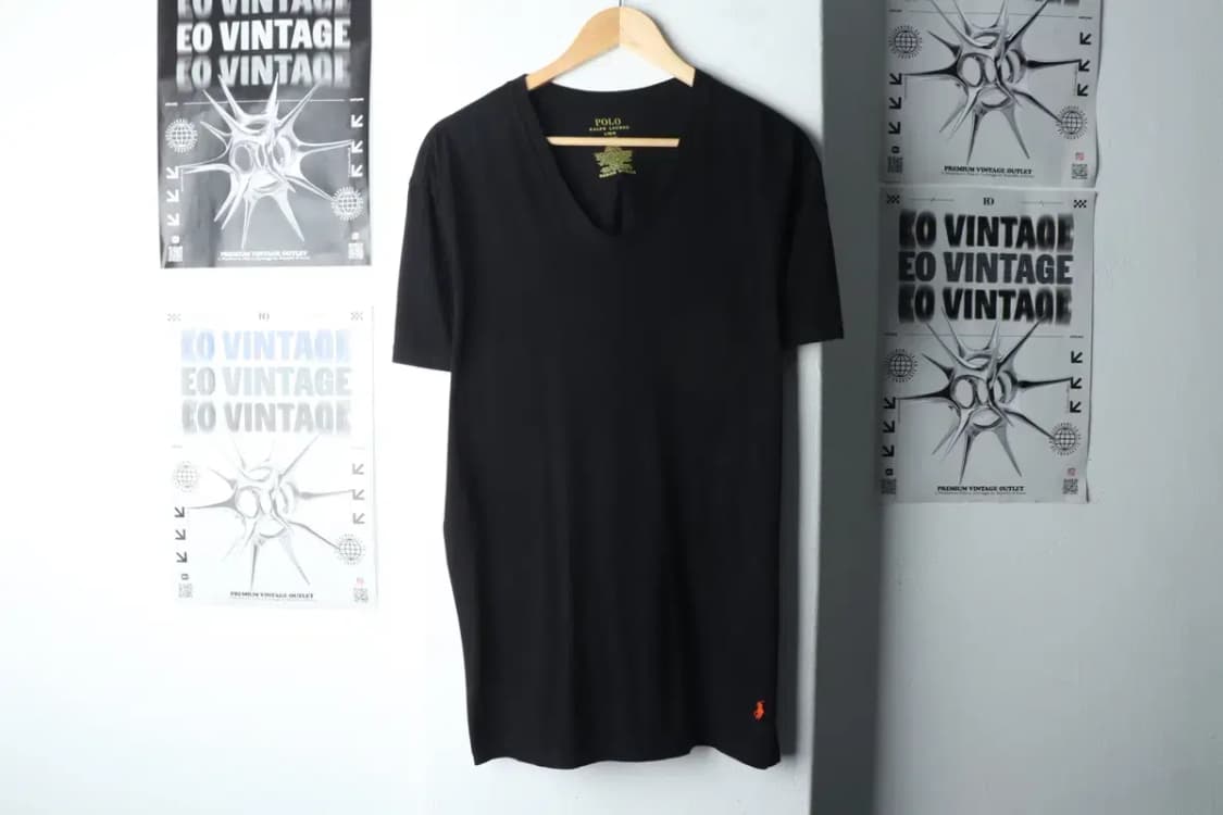 (L-XL) 폴로 랄프로렌 반팔 티셔츠 브이넥 블랙 포니-14A76 상품이미지2