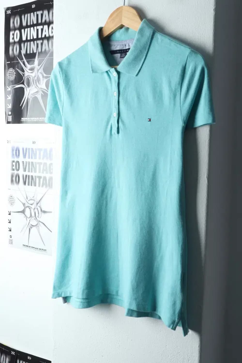 W(L-XL) 타미힐피거 반팔 카라 티셔츠 연블루 올드스쿨-14B2D 상품이미지1