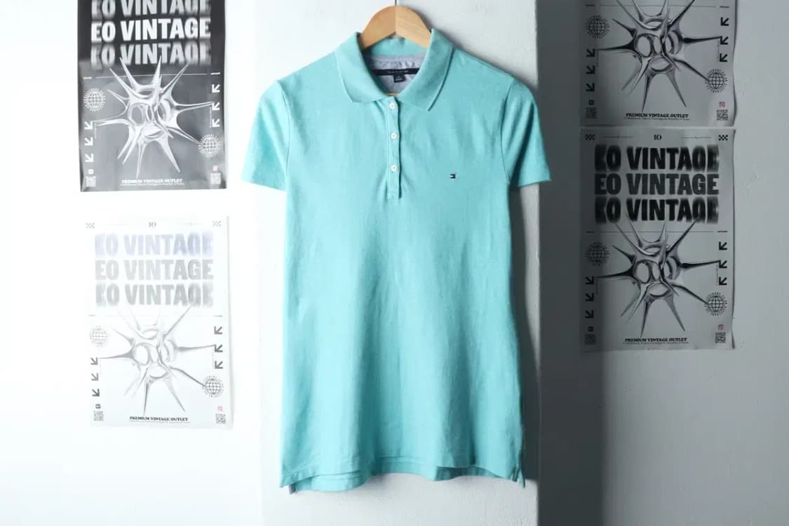 W(L-XL) 타미힐피거 반팔 카라 티셔츠 연블루 올드스쿨-14B2D 상품이미지2