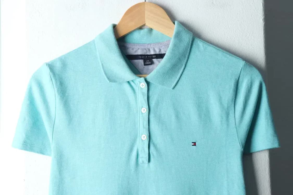 W(L-XL) 타미힐피거 반팔 카라 티셔츠 연블루 올드스쿨-14B2D 상품이미지3