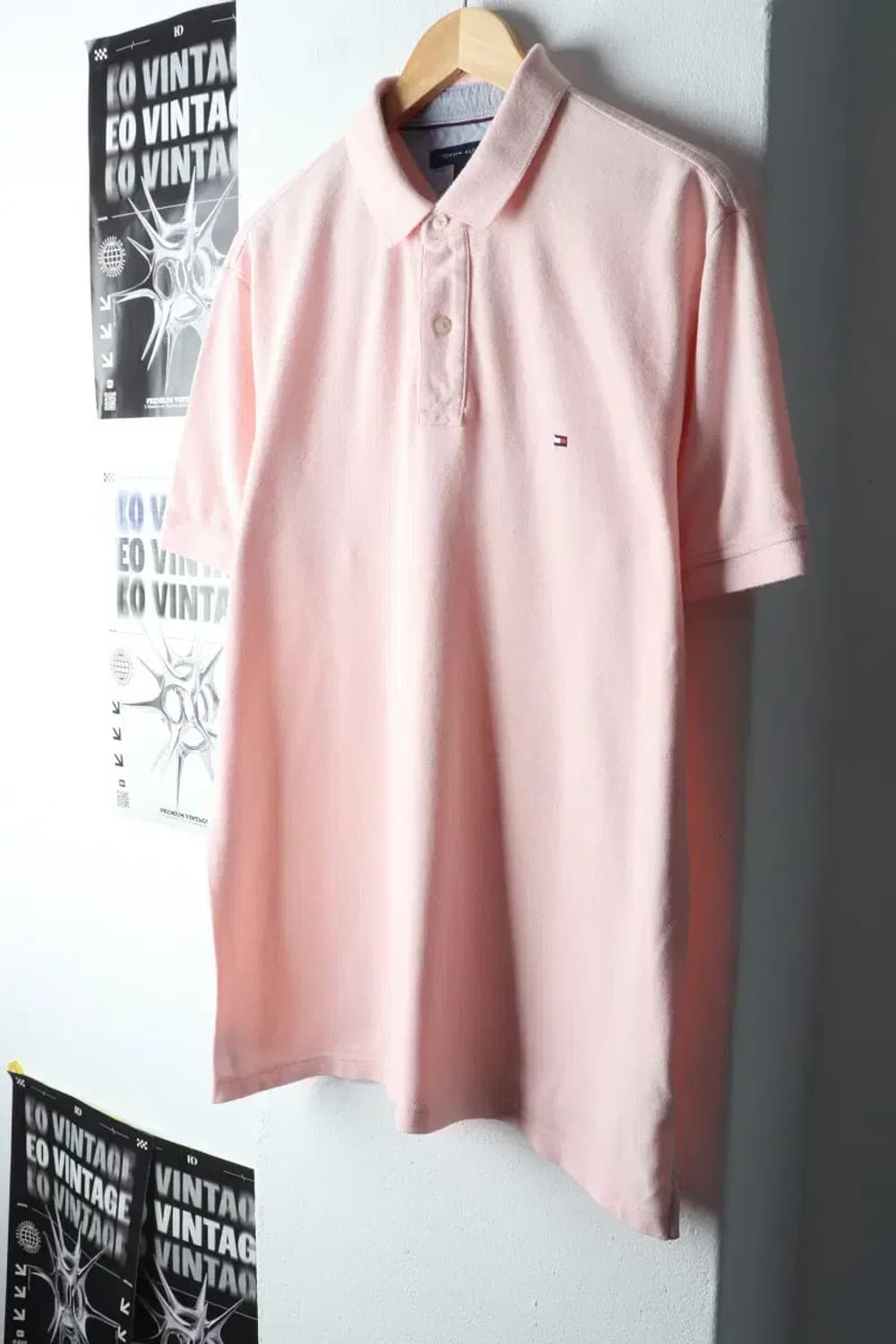 (L-XL) 타미힐피거 반팔 카라 티셔츠 핑크 올드스쿨-14B31 상품이미지1