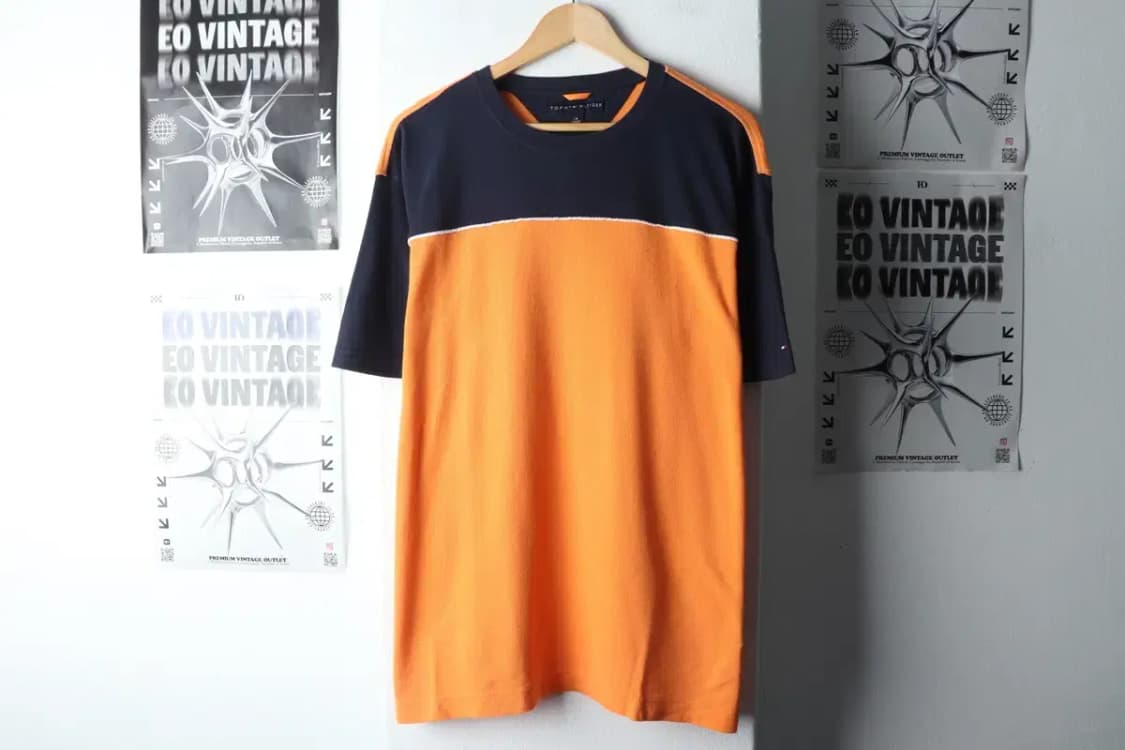 (L-XL) 타미힐피거 반팔 티셔츠 주황 와플 올드스쿨-14B3E 상품이미지2