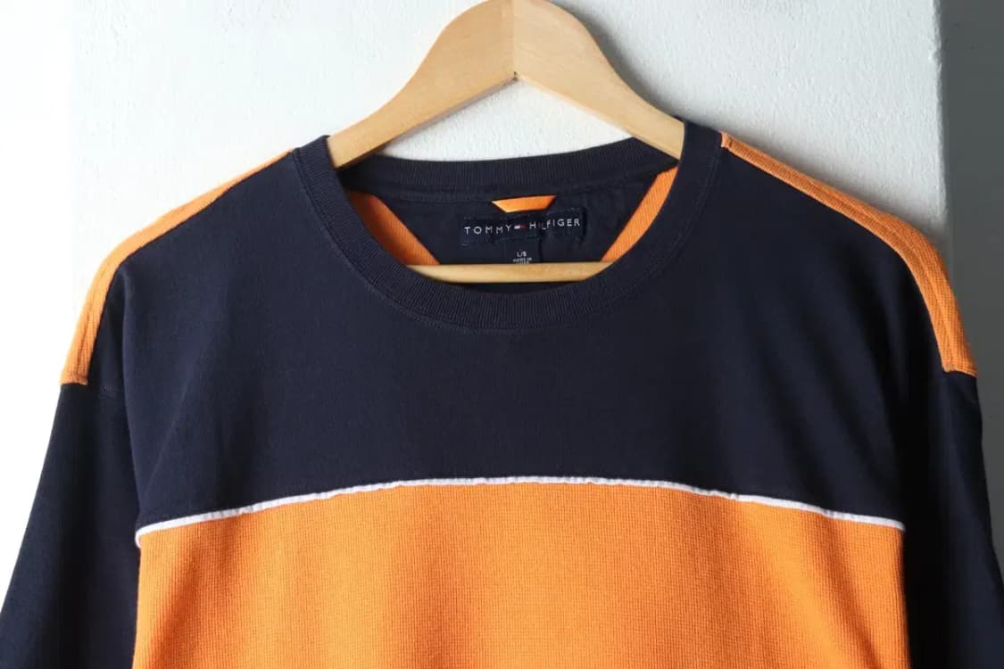 (L-XL) 타미힐피거 반팔 티셔츠 주황 와플 올드스쿨-14B3E 상품이미지3