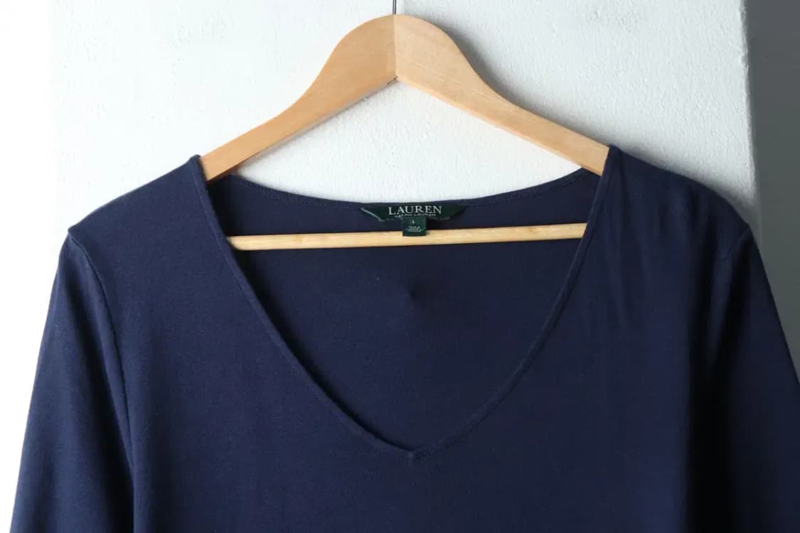 W(L-XL) 폴로 랄프로렌 반팔 티셔츠 브이넥 네이비-14B3F 상품이미지3