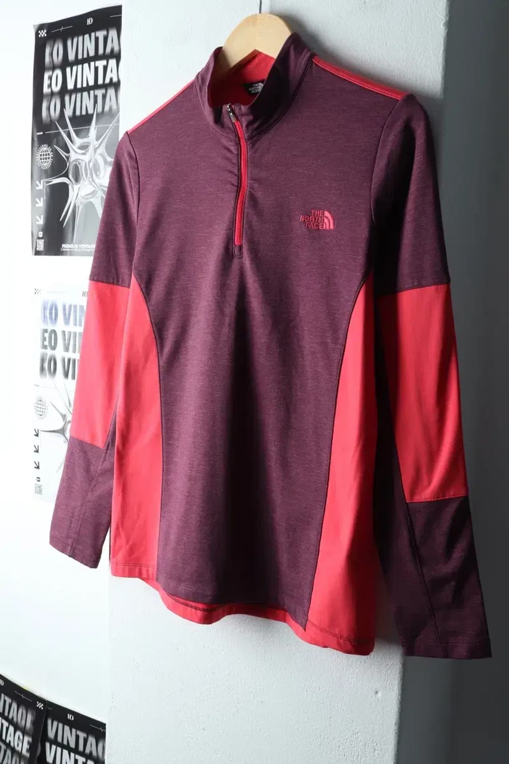 W(XL) 노스페이스 카라 긴팔티셔츠 기능성 반집업 기모-14AF8 상품이미지1