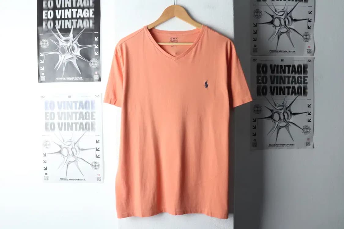 (L-XL) 폴로 랄프로렌 반팔 티셔츠 브이넥 주황 포니-14AFD 상품이미지2