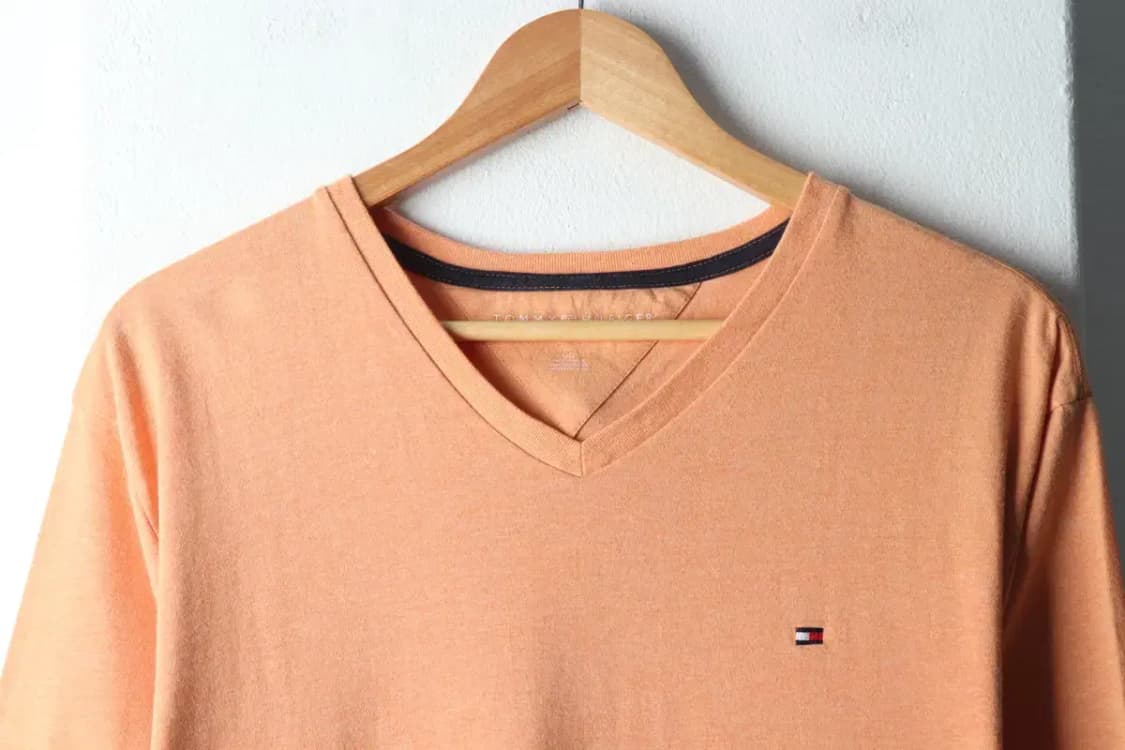 (L-XL) 타미힐피거 반팔 티셔츠 브이넥 주황 올드스쿨-14AFF 상품이미지3