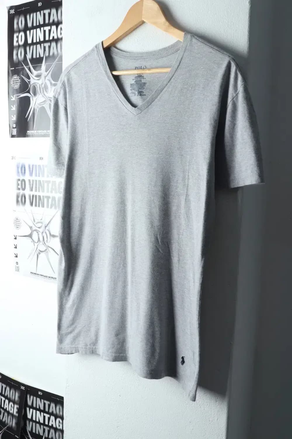 (L-XL) 폴로 랄프로렌 반팔 티셔츠 브이넥 그레이-14B09 상품이미지1