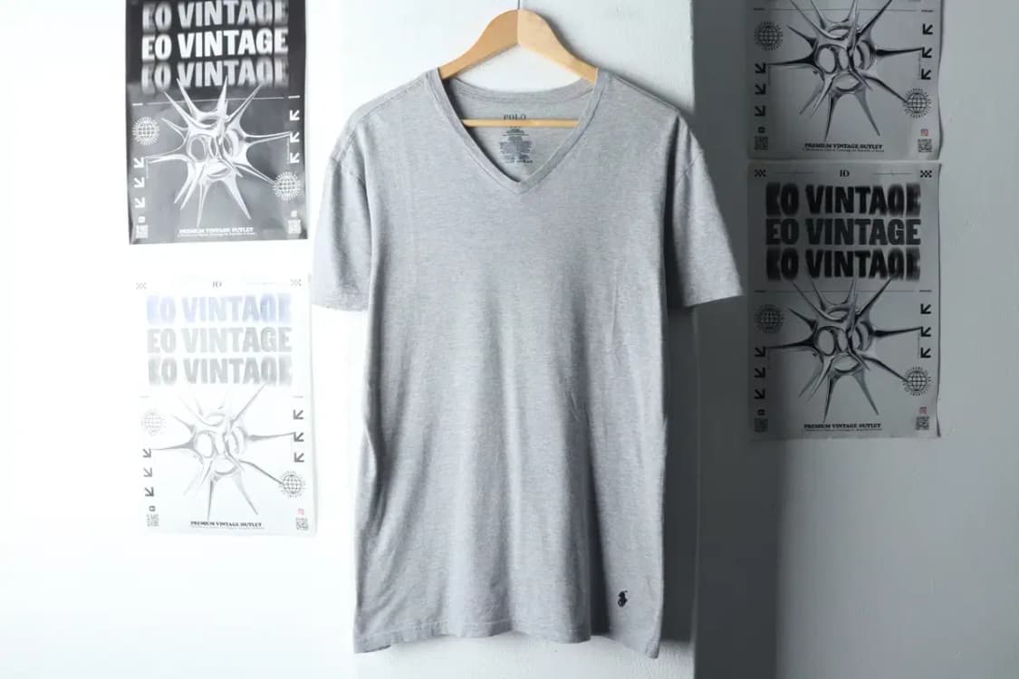 (L-XL) 폴로 랄프로렌 반팔 티셔츠 브이넥 그레이-14B09 상품이미지2