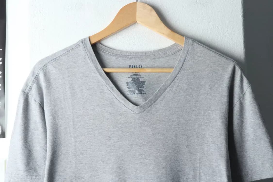 (L-XL) 폴로 랄프로렌 반팔 티셔츠 브이넥 그레이-14B09 상품이미지3