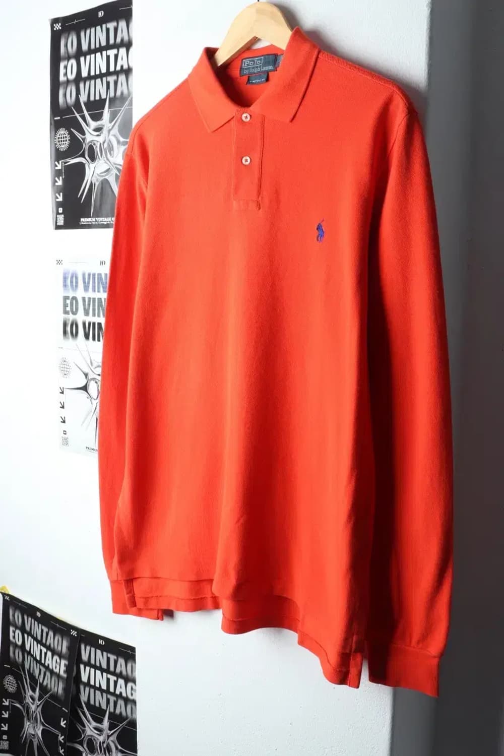 (L-XL) 폴로 랄프로렌 카라 긴팔티셔츠 주황 포니-14C9F 상품이미지1