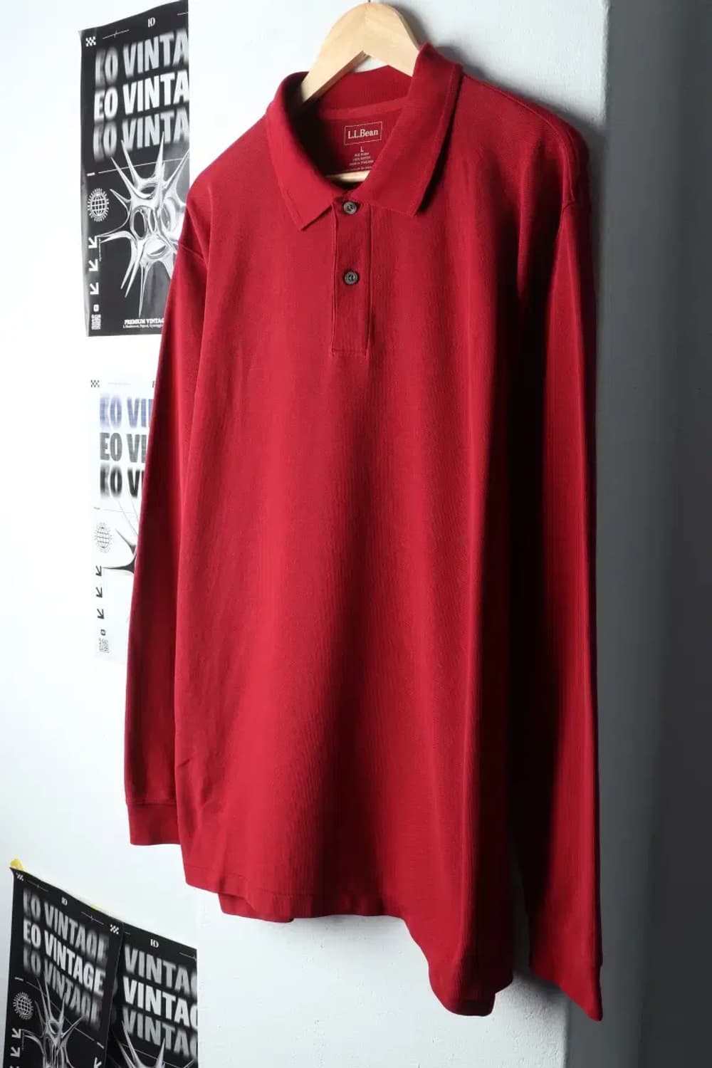 (L-2XL) 브랜드빈티지 카라 긴팔티셔츠 엘엘빈 빅사이즈-14CA2 상품이미지1
