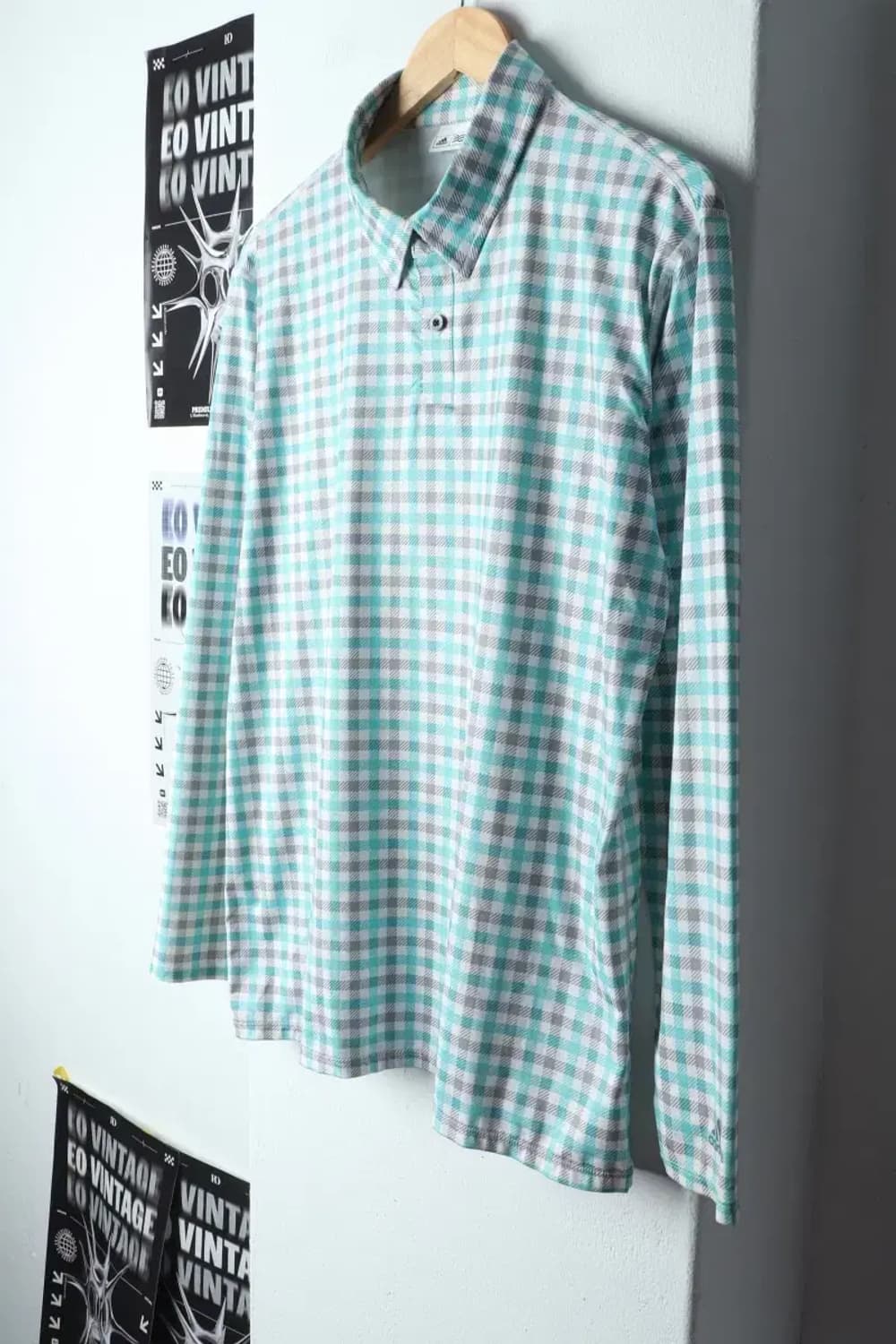 (XL) 아디다스 카라 긴팔티셔츠 기능성 체크-14D4A 상품이미지1