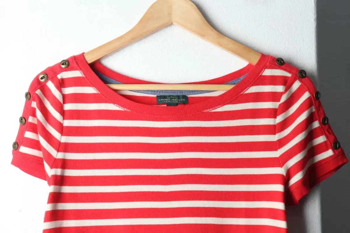W(L-XL) 폴로 랄프로렌 반팔 티셔츠 스트라이프 레드-14DD1 상품이미지3