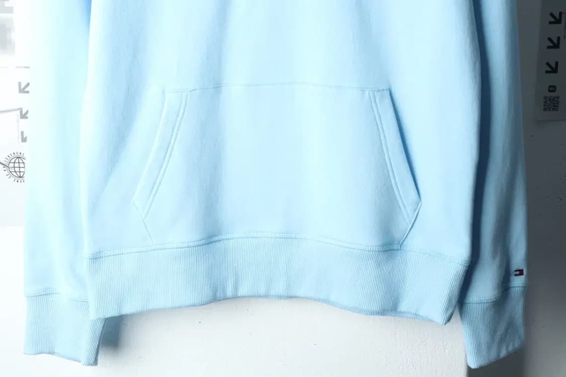 (M-L) 타미힐피거 후드티셔츠 새상품 연블루 올드스쿨-14E4D 상품이미지4