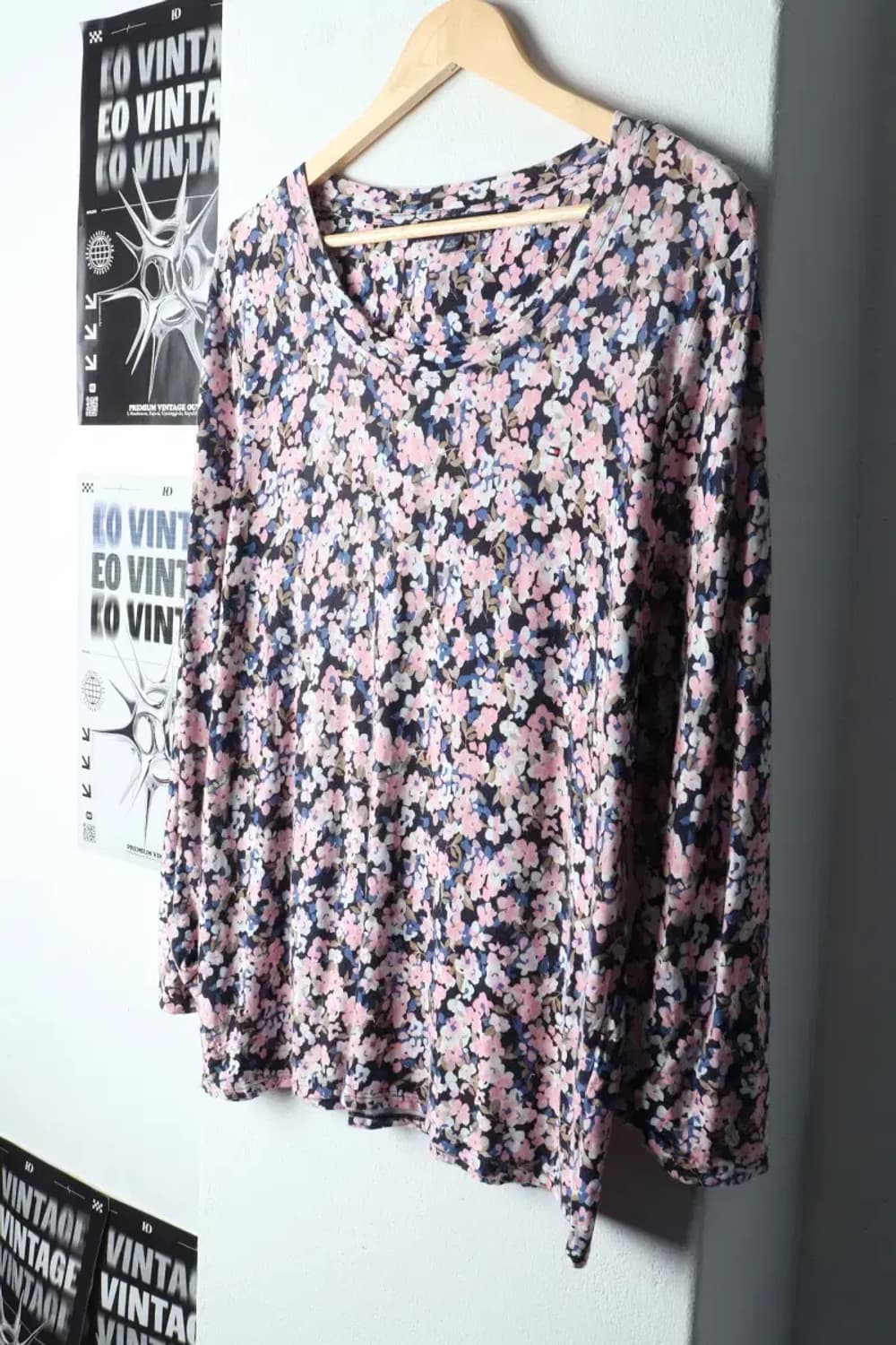 W(XL-2XL) 타미힐피거 긴팔티셔츠 빅사이즈 플라워 폴리-14E87 상품이미지1