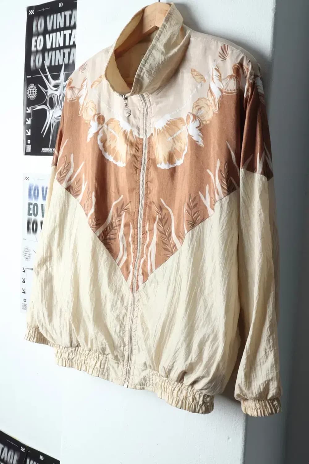 (L-XL) 브랜드빈티지 집업 바람막이 점퍼자켓 베이지 봄버-14EC0 상품이미지1