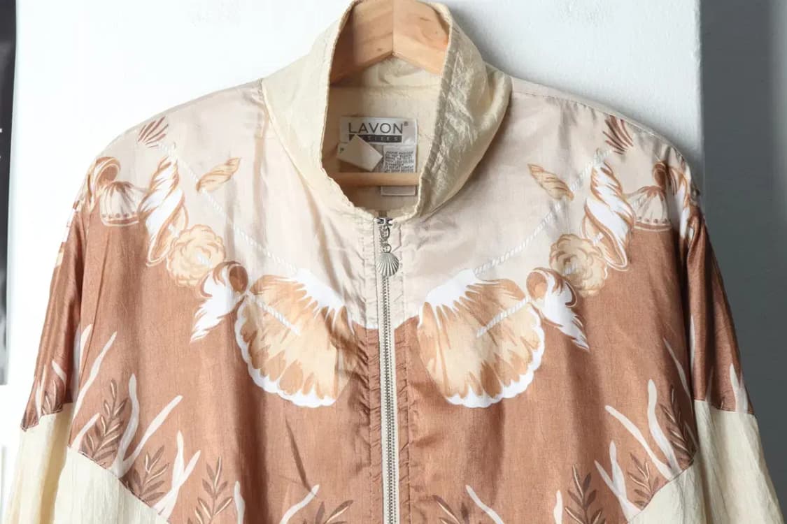 (L-XL) 브랜드빈티지 집업 바람막이 점퍼자켓 베이지 봄버-14EC0 상품이미지3