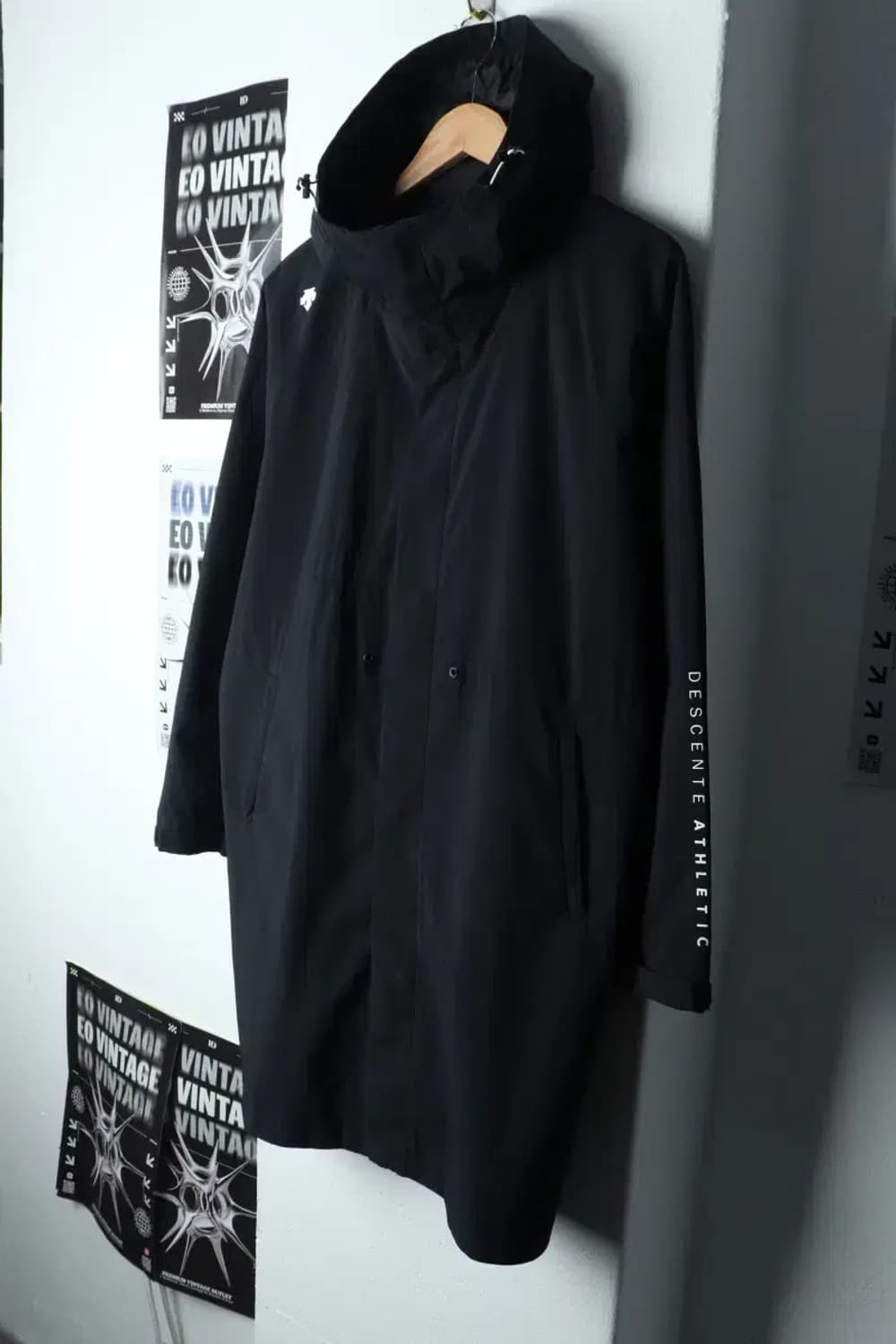 W(L-XL) 데상트 집업 바람막이 점퍼자켓 블랙 롱 올드스쿨-14ED8 상품이미지1