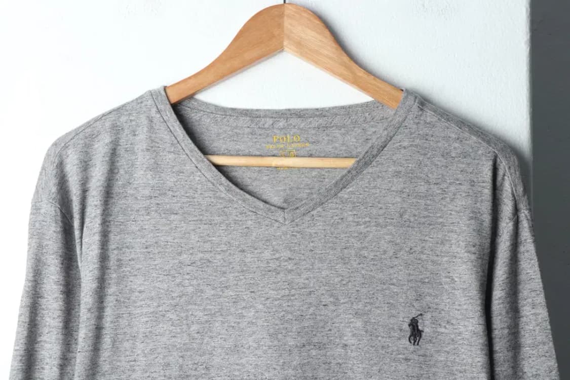 (L-XL) 폴로 랄프로렌 긴팔티셔츠 브이넥 그레이 포니-14EE9 상품이미지3