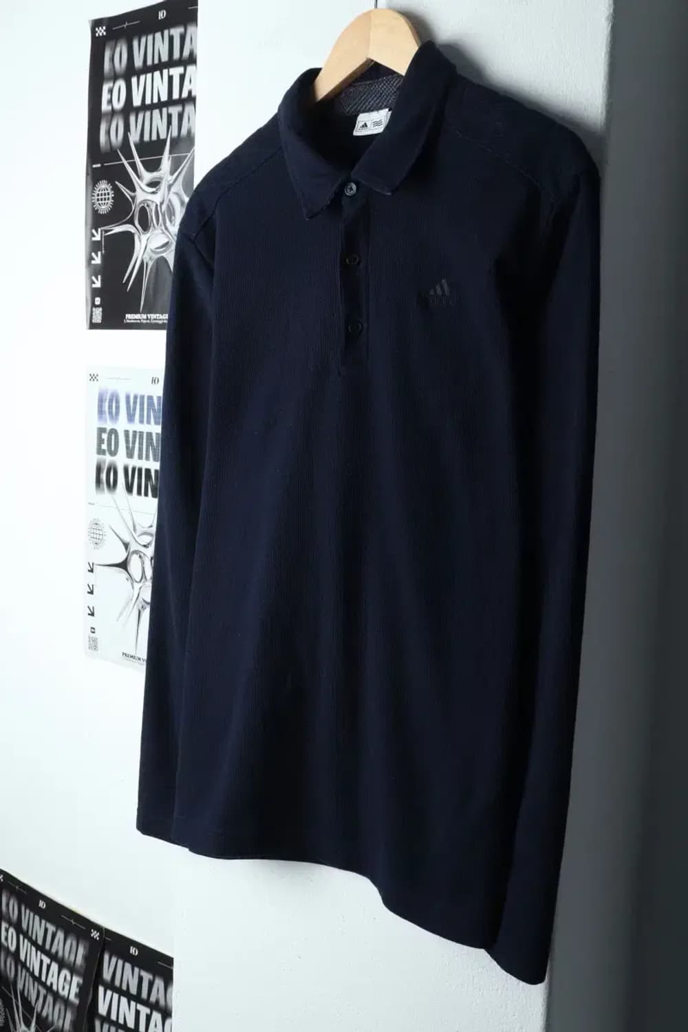 (XL) 아디다스 카라 긴팔티셔츠 네이비 기모 폴리-14F40 상품이미지1