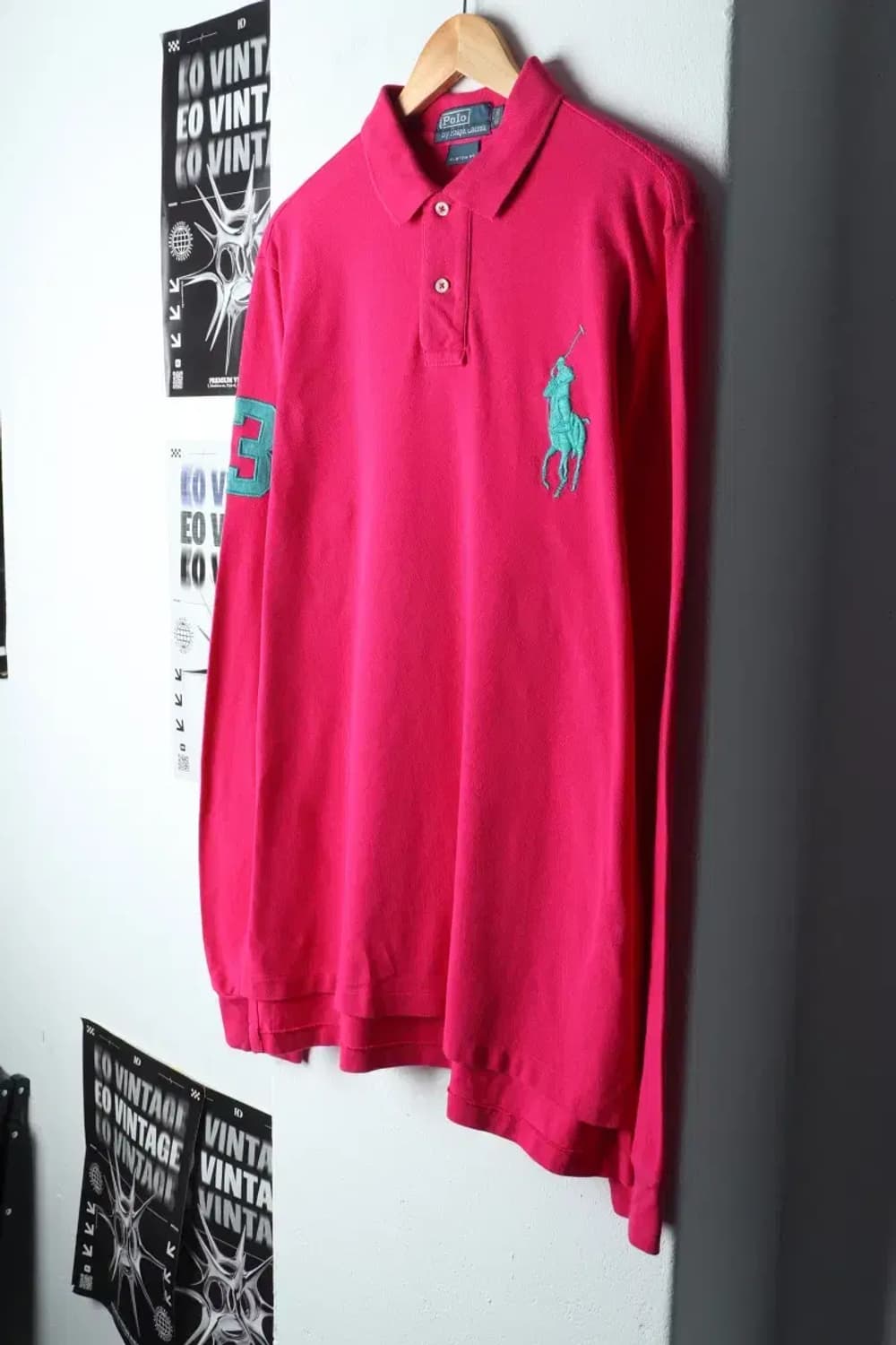 (L-XL) 폴로 랄프로렌 카라 긴팔티셔츠 핑크 럭비 빅포니-14F41 상품이미지1