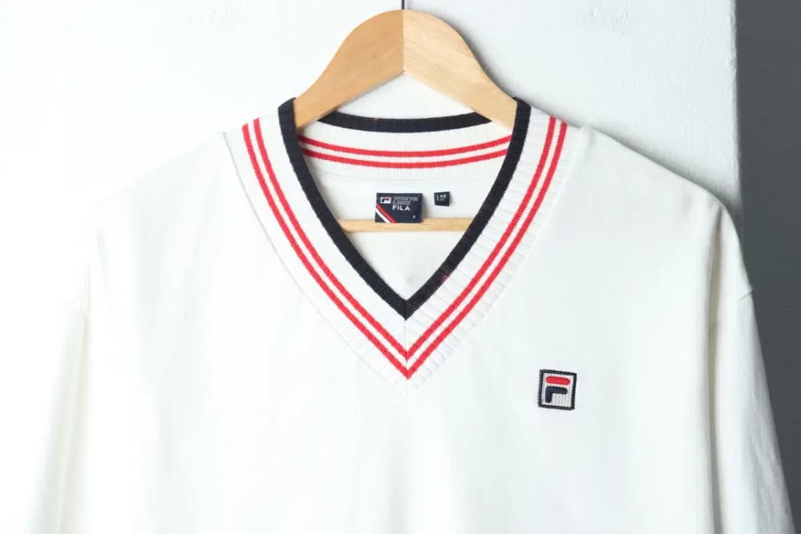 (S) 휠라 긴팔티셔츠 작은이염 브이넥 화이트-14F5E 상품이미지3