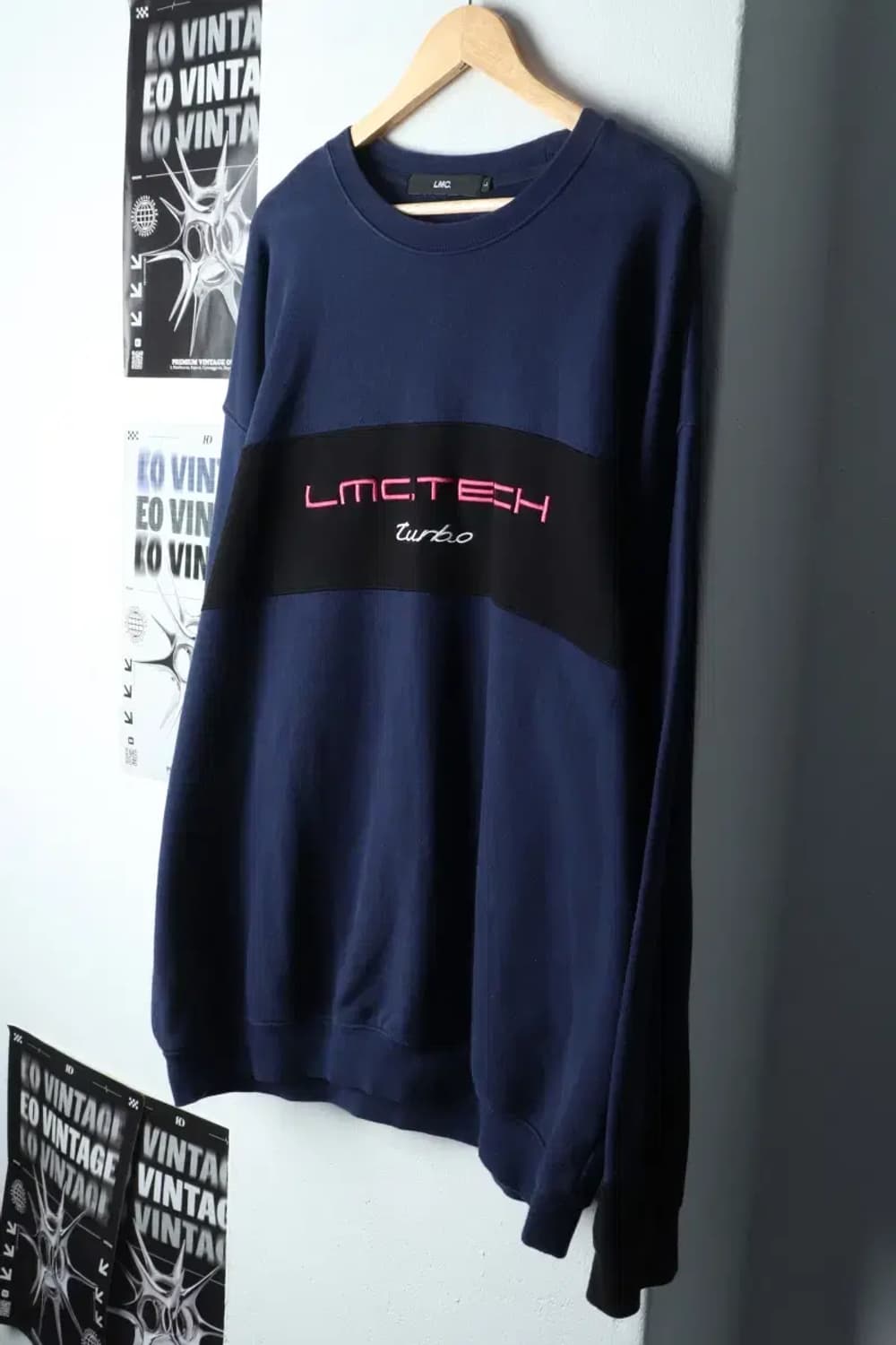 (L-2XL) 엘엠씨 맨투맨 티셔츠 빅사이즈 네이비 빅로고-150E8 상품이미지1
