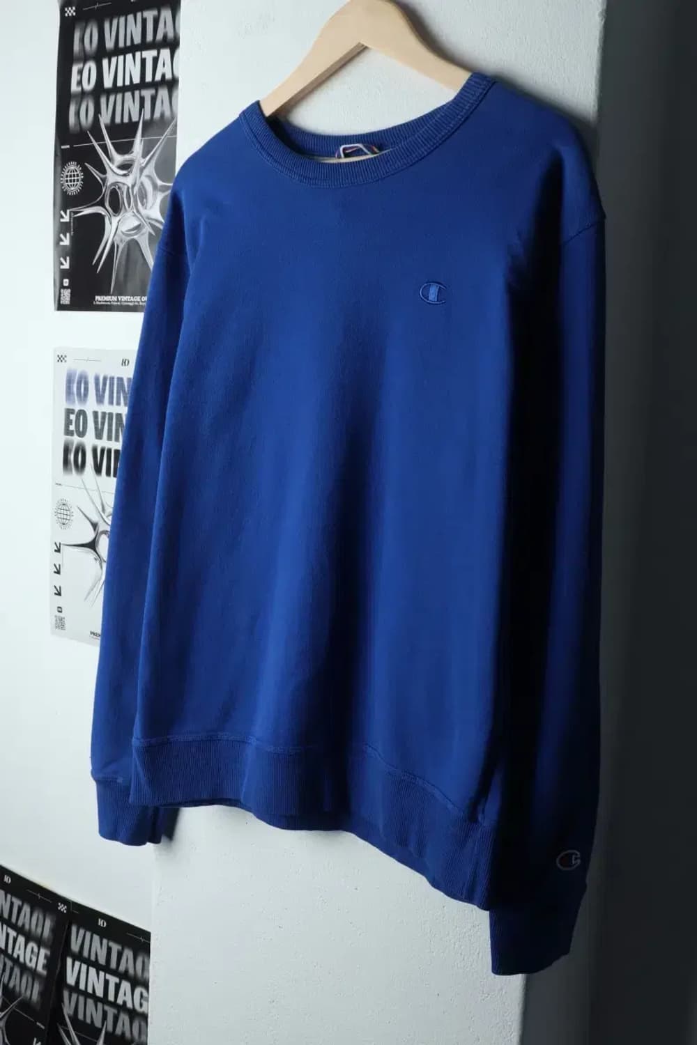 (XL-2XL) 챔피온 맨투맨 티셔츠 블루 로고 올드스쿨-150F0 상품이미지1