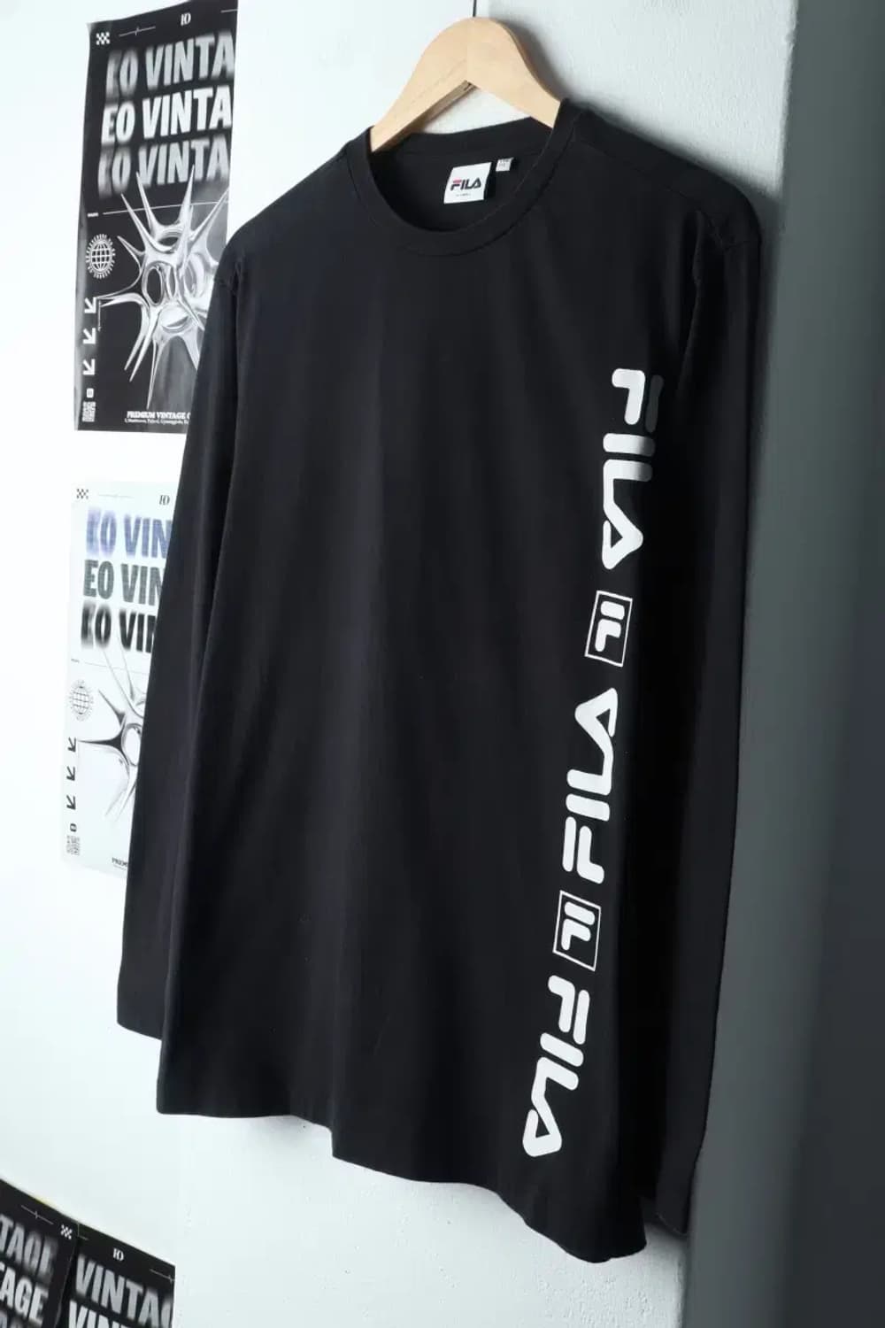 (XS-S) 휠라 긴팔티셔츠 블랙 올드스쿨-15107 상품이미지1