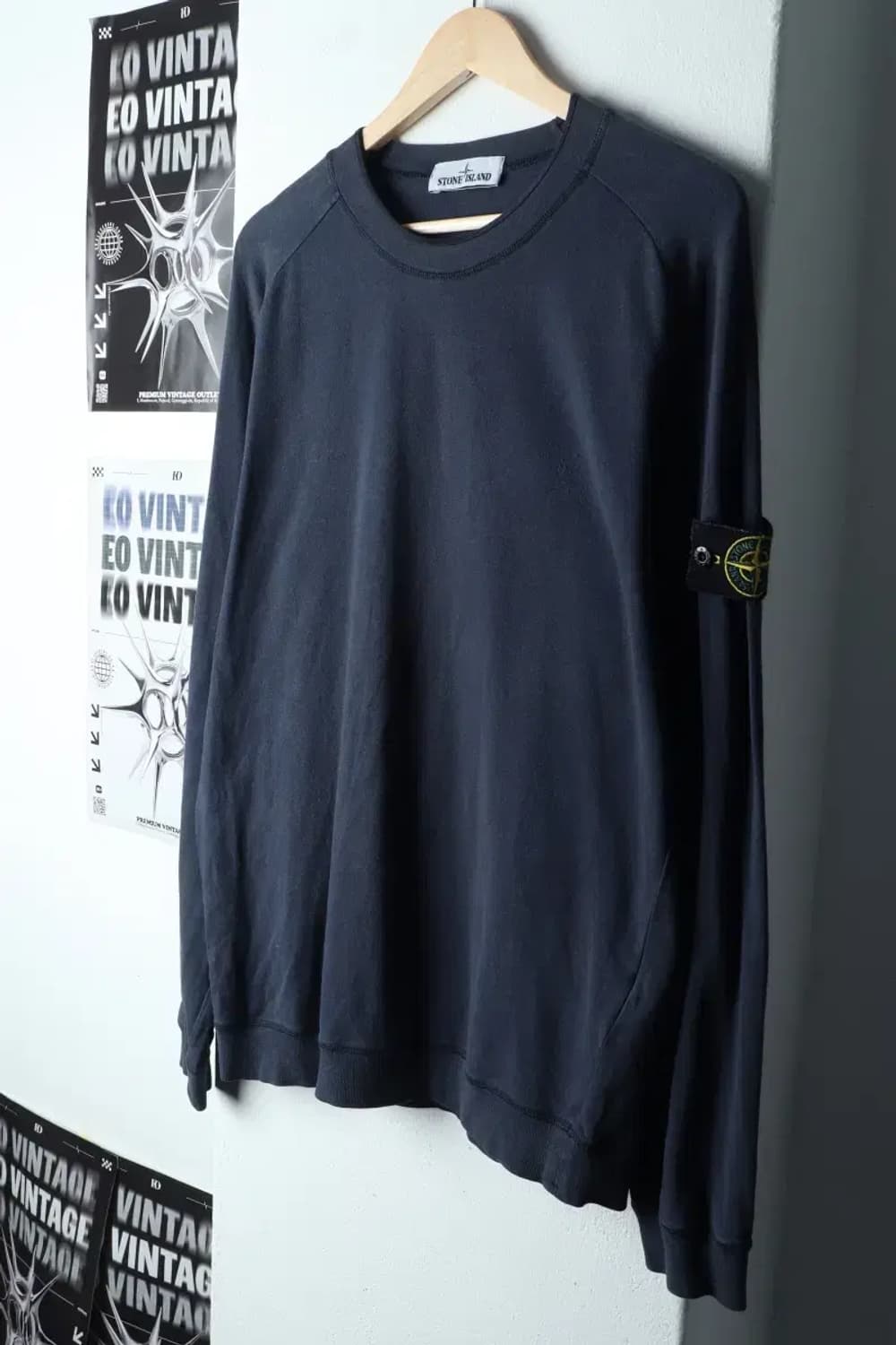 (L-XL) 브랜드빈티지 긴팔티셔츠 스톤아일랜드 네이비-1510F 상품이미지1