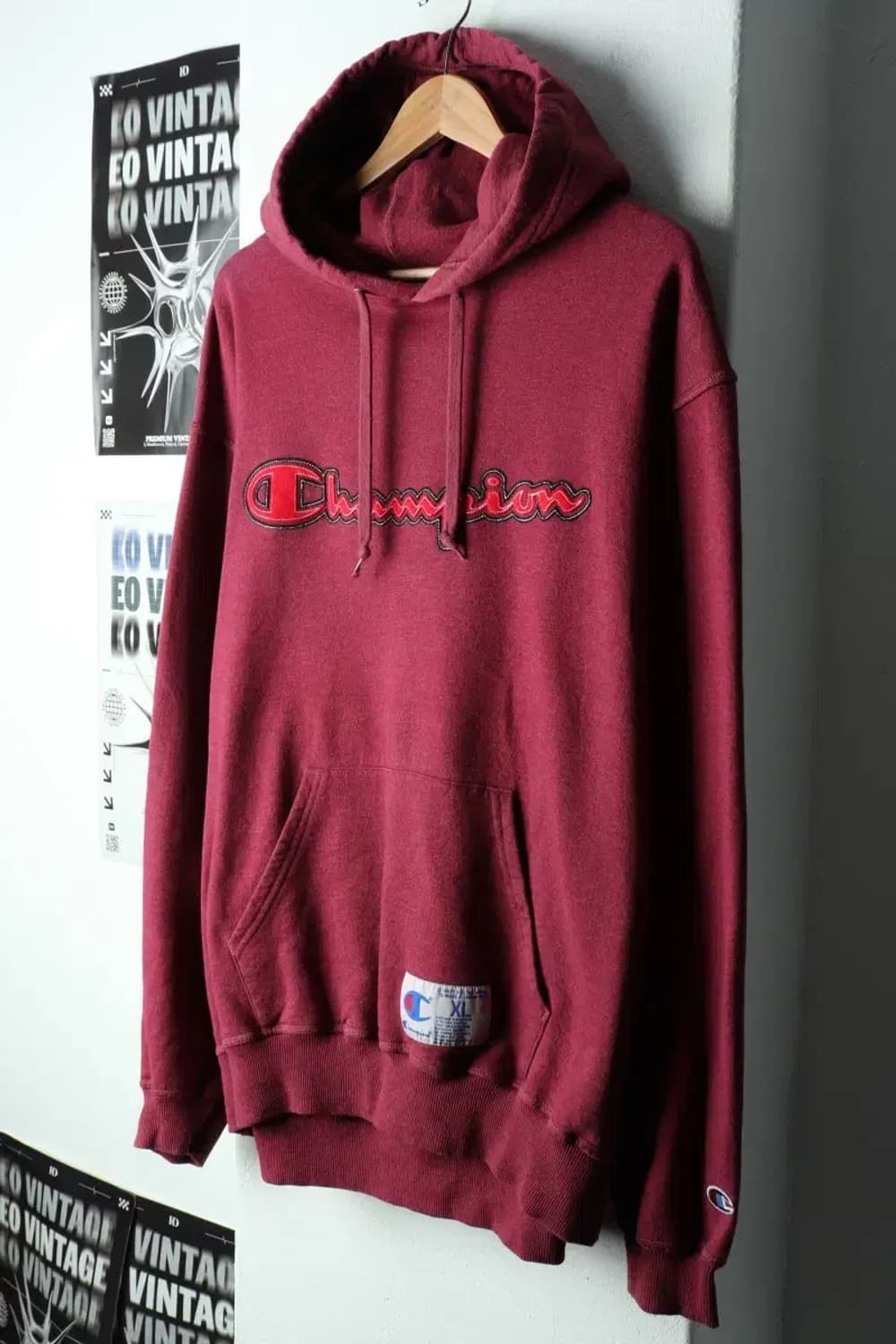 (2XL-3XL) 챔피온 후드티셔츠 빅사이즈 버건디 빅로고-151B5 상품이미지1