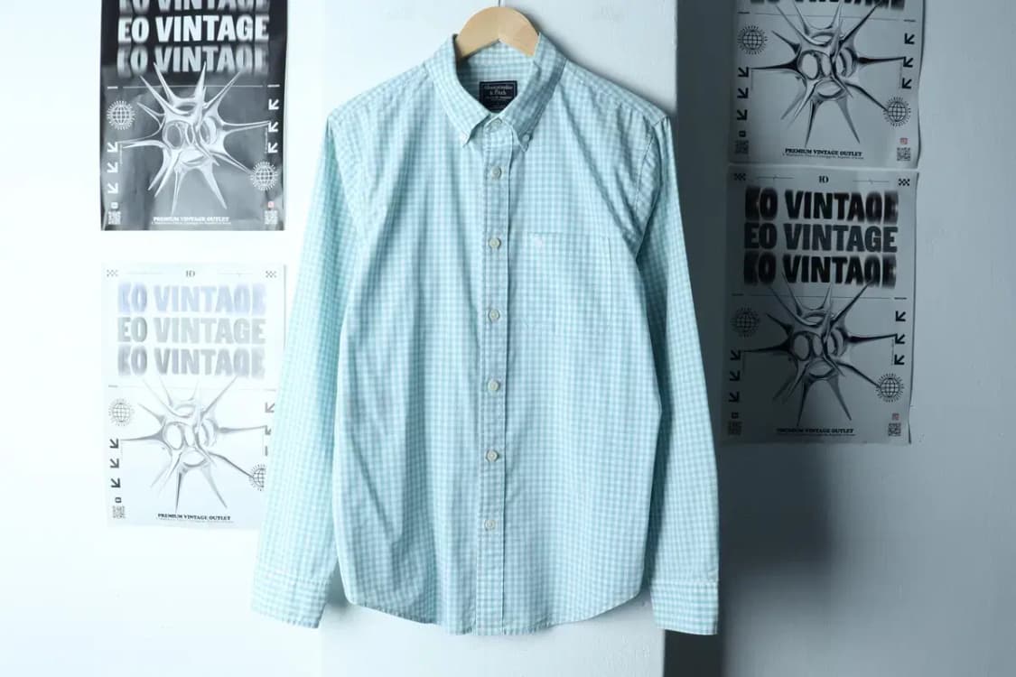 (L-XL) 아베크롬비 셔츠 남방 부분오염 체크 연그린-15368 상품이미지2