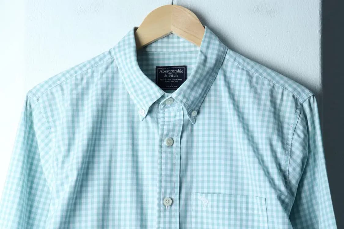 (L-XL) 아베크롬비 셔츠 남방 부분오염 체크 연그린-15368 상품이미지3