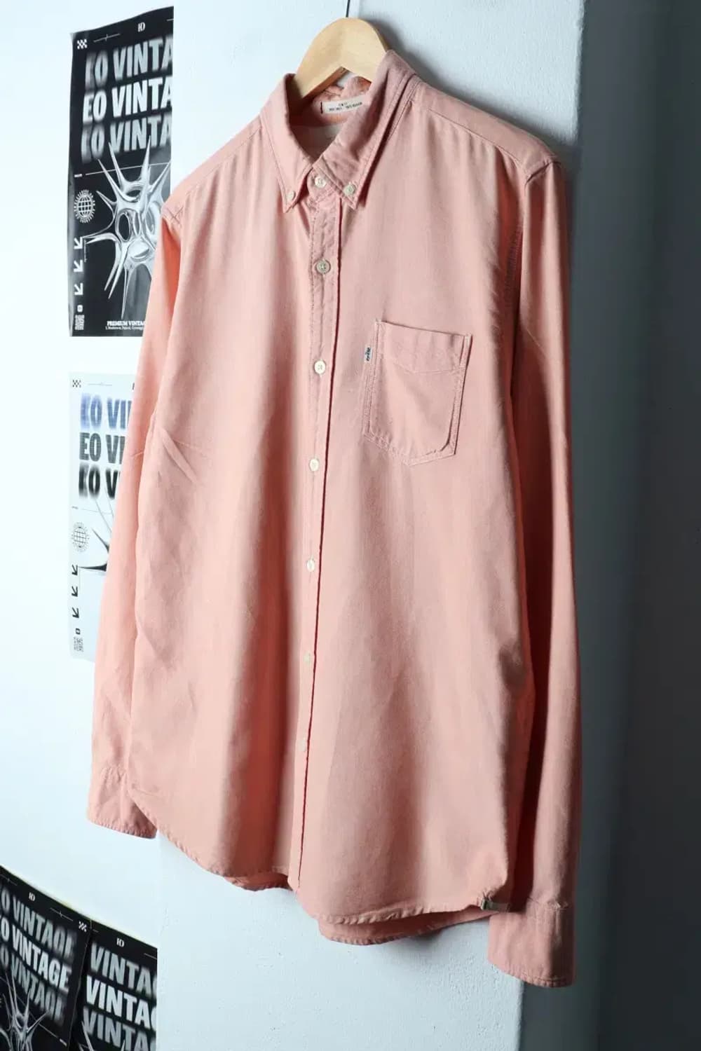 (L-XL) 리바이스 셔츠 남방 핑크 무지 아메카지-1537D 상품이미지1