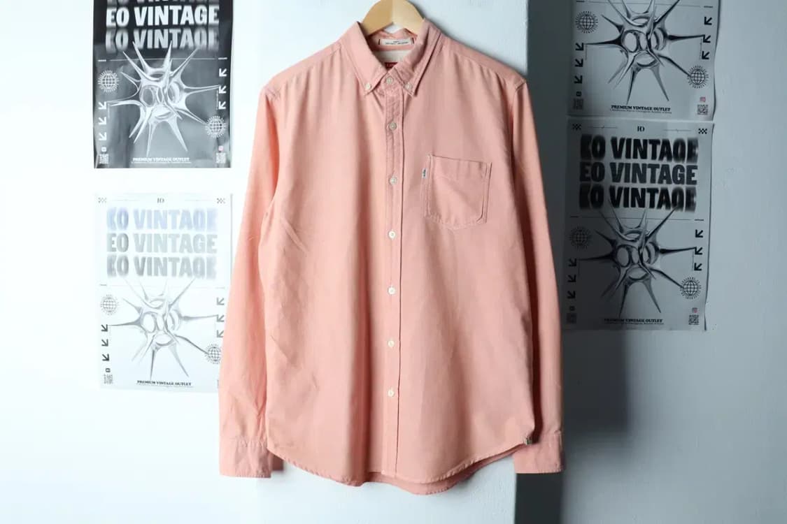 (L-XL) 리바이스 셔츠 남방 핑크 무지 아메카지-1537D 상품이미지2