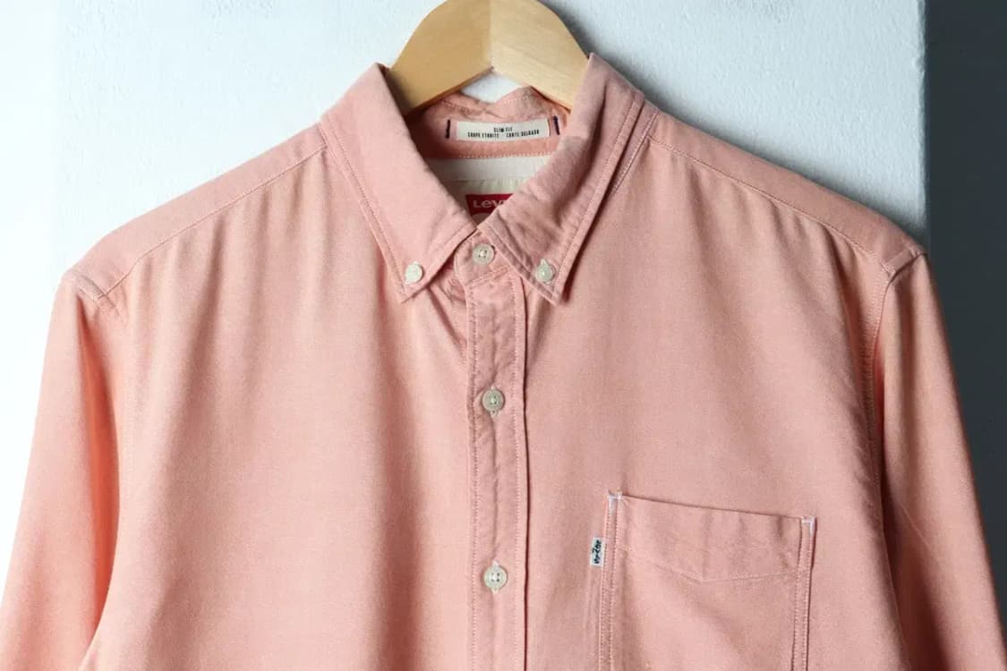 (L-XL) 리바이스 셔츠 남방 핑크 무지 아메카지-1537D 상품이미지3