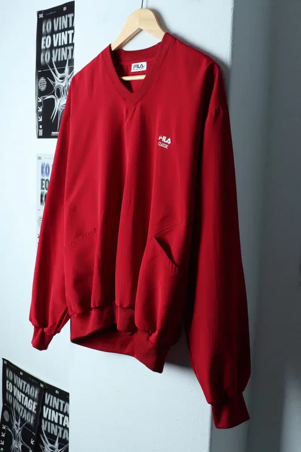 (XL) 휠라 긴팔티셔츠 년대 웜업 레드-153E1 상품이미지1