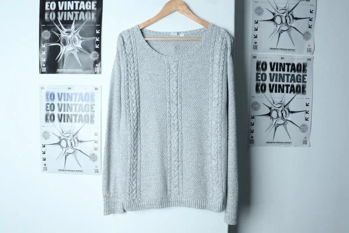 W(L-XL) 갭 니트 꽈배기 그레이-1546E 상품이미지2