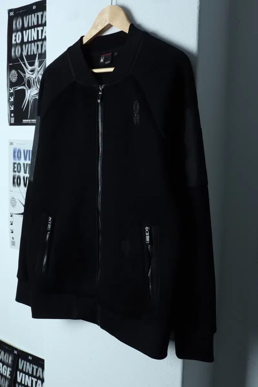 (L-XL) 스파이더 집업져지 트랙탑 매쉬 블랙 올드스쿨-154EB 상품이미지1