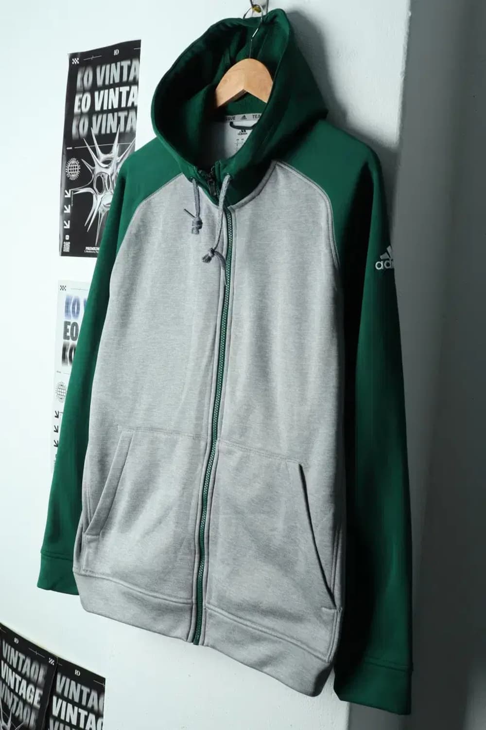 (L-XL) 아디다스 후드집업 그린 기모 올드스쿨-15582 상품이미지1