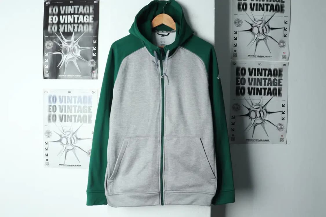 (L-XL) 아디다스 후드집업 그린 기모 올드스쿨-15582 상품이미지2